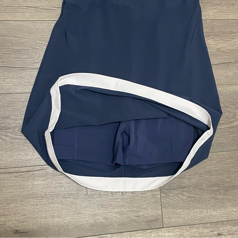 Abercrombie & Fitch High Neck Traveler Mini Dress Tennis Shorts Navy XS Petite - Picture 5 of 9